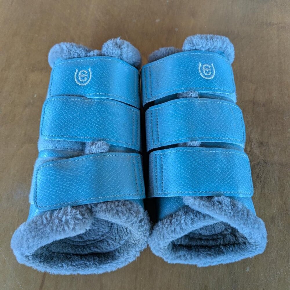 Equestrian Stockholm Brushing Boots - Large Teal Blue/Green